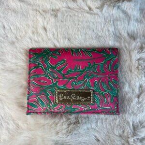 Lilly Pulitzer Mini Card Holder Pink & Blue Floral Print Wallet